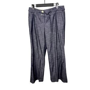 Ann Taylor Loft Petite Wide Leg Denim Work Pants Contrast Stitching CorpCore 10p